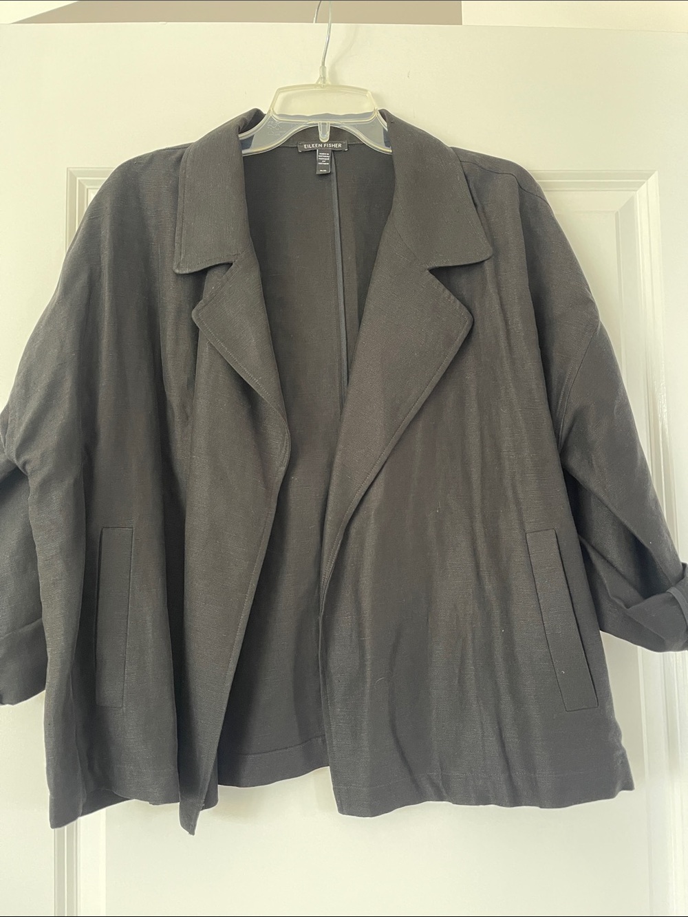 Eileen Fisher Open-Front Relaxed Blazer Jacket - Black size M